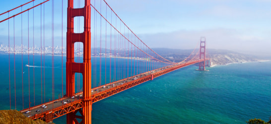 the golden gate bridge in san francisco with fog